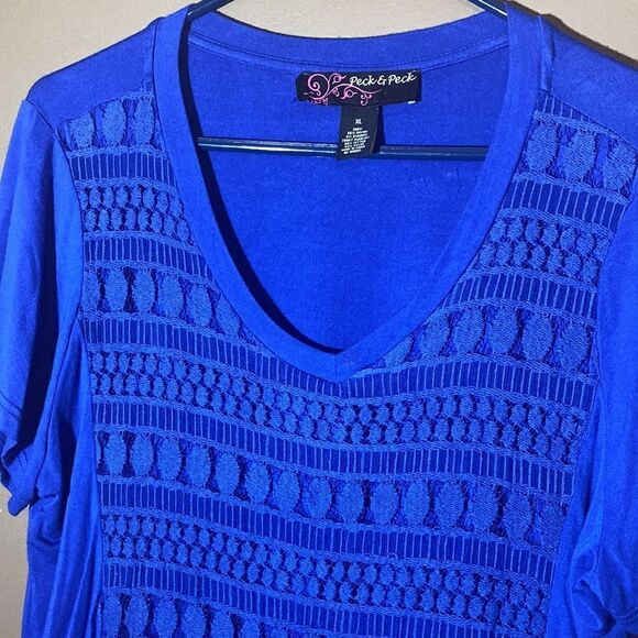 Peck & Peck Top Layered Lace Panel Short Sleeves Pullover Style Size XL EUC - Picture 5 of 6